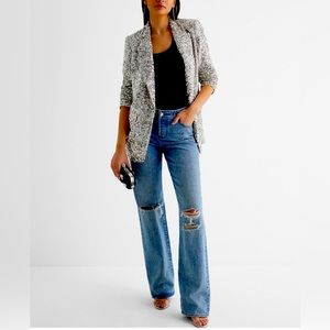 New EXPRESS silver Boyfriend Sequin Blazer Jacket holiday Small